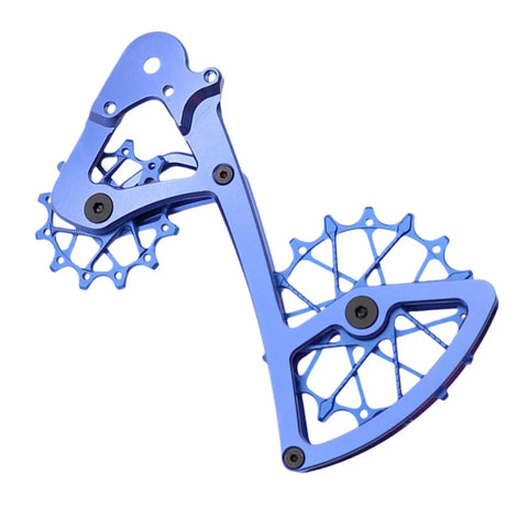 High-Performance Ceramic Bearing Guide Pulley For 11/12 Speed Derailleur, Aluminum Alloy Cage, 1x Drivetrain Upgrade, Low Friction, Durable Construction, Slick Shifts, Handles Up To 50T Cassette, Beefed-Up Performance Boost For Mountain blue ceramic bearing guide pulley pair