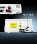 Continuously Adjustable DC Power Supply 1.5V to 15V Regulated Bench Supply, 2A Max, LED Display, rear view with power input
