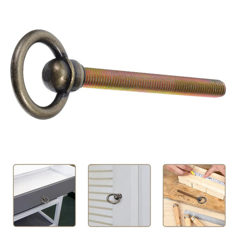Vintage Bronze Ring Cabinet Pull Handle With Screws For Kitchen Dresser Cupboard Furniture Hardware Retro Metal Ring Knob