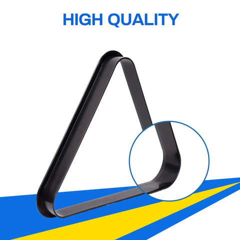Black Plastic Billiard Rack Set For 8-Ball Triangle And 9-Ball Diamond Fits Standard 2 1/4 Inch Pool Balls close-up
