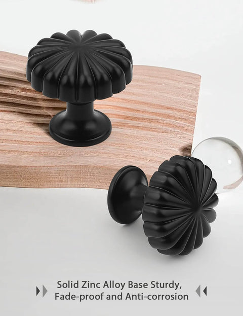 Matte Black Zinc Alloy Cabinet Knobs 10 Pack for Drawer Pulls on Dresser Kitchen and Bathroom Hardware Mengico Unique Design