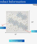 Thassos marble daisy mosaic tile sheet by Tenedos in Celeste blue and white front view 12x10 in 3/8 in thick