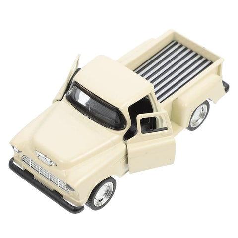 Small Off Road Pickup Truck Model Toy Figure for Kids and Collectors, Realistic 4.92 Inch Mini Car Figurine, open doors, beige detail