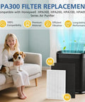 Replacement Filter Kit For HPA300 HPA200 HPA100 And HPA090 Series Air Purifiers with packaging and air purifier in living room