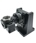 Rock Solid Heavy Duty 5 Axis Electric Hollow Rotary Indexing Table With DD Motor Drive For Robotic Arm Builds, side view showing construction.