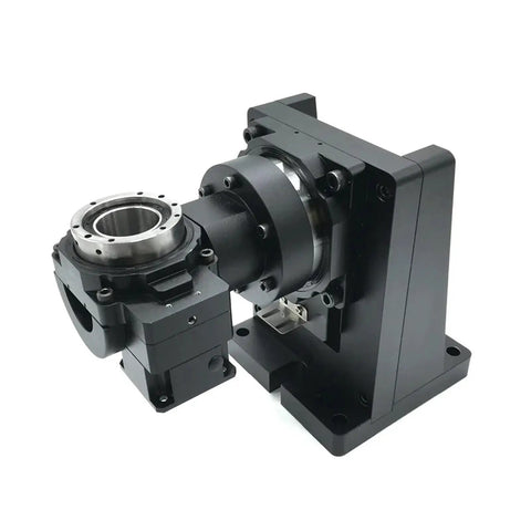 Rock Solid Heavy Duty 5 Axis Electric Hollow Rotary Indexing Table With DD Motor Drive For Robotic Arm Builds, side view showing construction.