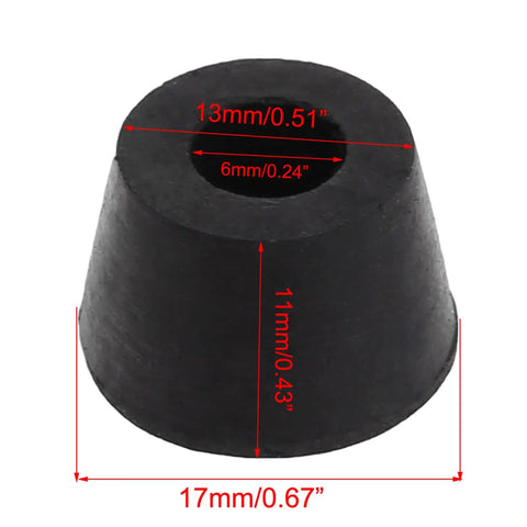 Close up view of a rubber foot bumper with measurements, part of the 20 Pcs Rubber Feet Bumpers For Cases Cabinets Boxes 17x10x1 set.