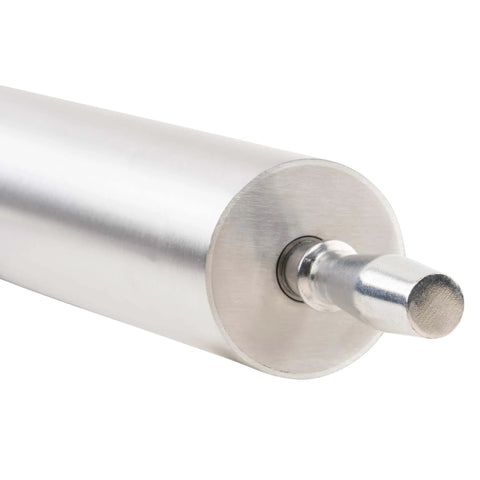 Close-up front view of Pro Grade Aluminum Rolling Pin Eighteen Inch Long Workhorse For Smooth Dough Rolling Durable Heavy Duty Build