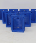 10 Pack Tool Mount Holders For 24V Cordless Tools Blue Durable PLA Organizers for wall or surface mounts in garage or workshop.