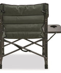 Rear view of green XL Comfort Padded Director's Camp Chair For Camping, Fishing, Beach And Poolside Hangouts with side table