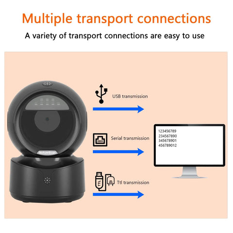 Automatic Omnidirectional Desktop Barcode Scanner Hands Free USB Wired QR Code Reader For 1D 2D Barcodes in Use