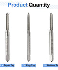 Top Shelf 3 Piece Hand Tap Set Featuring M3.5 X 0.6 Metric Thread Sizes with taper, plug, and bottom taps made from 9CrSi alloy steel.