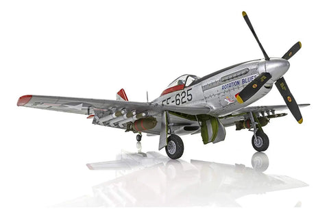 F 51D Mustang Model Kit 1 48 Scale Plastic Airplane For Adults And Kids Skill Level 3 WW2 Fighter Aircraft Model shown in angled view