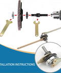 Drill To Grinder Conversion Kit With Angle Attachment Boss Grade Heavy Duty Steel Construction Includes Replacement Flange Nuts And Spanner Wrench Multi Function Attachment For Cutting Sanding And Grinding installation instructions