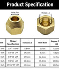 Five Eighths Inch Brass Flare Nut Set Two Pack SAE 45 Degree Flare Tube Fittings specification chart with dimensions