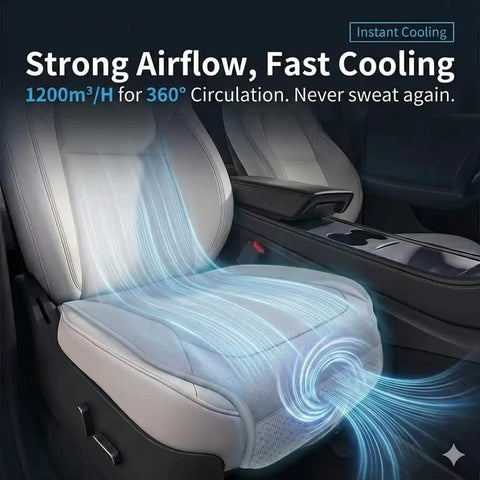 USB Cooling Car Seat Pad For Chevrolet Volt Bolt EV EUV Blazer EV with strong airflow and breathable mesh for cooling.