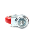 4 Pack Swivel Plate Stem Casters With Red Polyurethane Wheels, 3 Inch Wheel Diameter, 360 Degree Maneuverability, side view