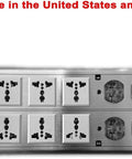 Beefy 3000W 15A Audio Power Conditioner Featuring Patented Dual Inductor Design And Top Shelf Wima Caps For Clean High Fidelity Rig And Zero Static Nonsense Silver Power Outlet Strip with 10 sockets.