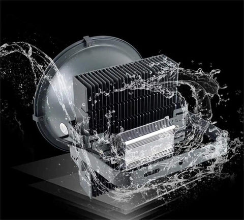Heavy Duty Portable Floodlight With A Rock Solid Aluminum Build And Hella Bright LED Spotlight for outdoor use, splashing water.