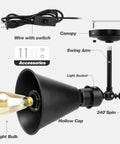 Plug In Black Metal Swing Arm Wall Sconce 2 Pack Industrial Vintage Style Wall Lamp Fixture With On Off Switch And E26 Base