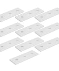 Heavy Duty Aluminum Joining Plates For Wood 3 Hole Flat Connectors 10 Pack Structural Reinforcement Splice Brackets viewed from an angle.