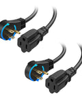 ETL Listed 2-Pack 16 AWG 360 Degree Rotating Flat Plug Short Extension Cords 1ft NEMA 5-15P To 5-15R Low Profile Black
