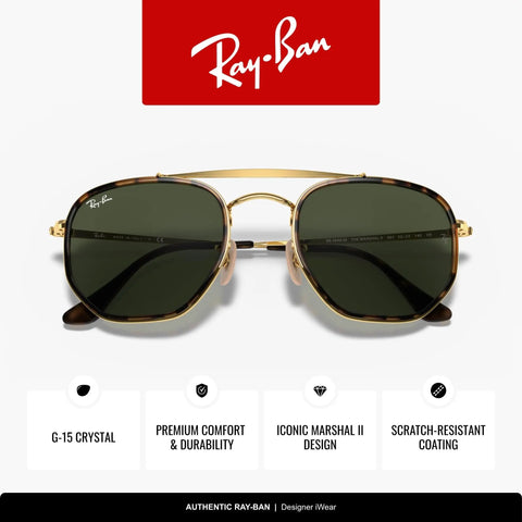 Marshal II Geometric Aviator Sunglasses With Gold Frame And G15 Green Lenses, 52MM, Unisex Dope Style For Men And Women