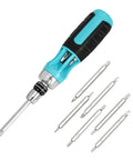 Ratcheting Screwdriver 12-In-1 Kit With Quick-Load Bits, shown with interchangeable bits and storage in handle design.
