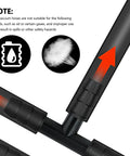 Close-up of Six Piece Five Foot Silicone Vacuum Hose Kit For Your Ride, Includes Sixty Four Connectors, showing directional flow arrows and caution symbols.