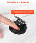 Close-up of finger deflating the valve on 52 Inch Inflatable Toddler Bed Bumper Rail Guard With Safety Flap 2 Pack Non Slip Bed Rail Bumpers