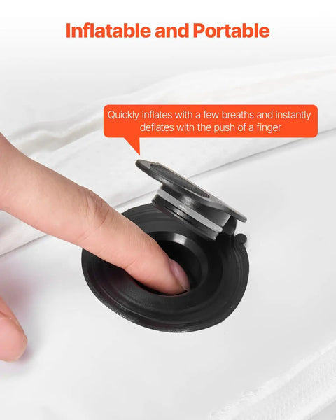 Close-up of finger deflating the valve on 52 Inch Inflatable Toddler Bed Bumper Rail Guard With Safety Flap 2 Pack Non Slip Bed Rail Bumpers