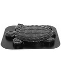 Reusable Turtle Shaped Concrete Stepping Stone Mold For DIY Garden Pathways And Walkways, black plastic, top view