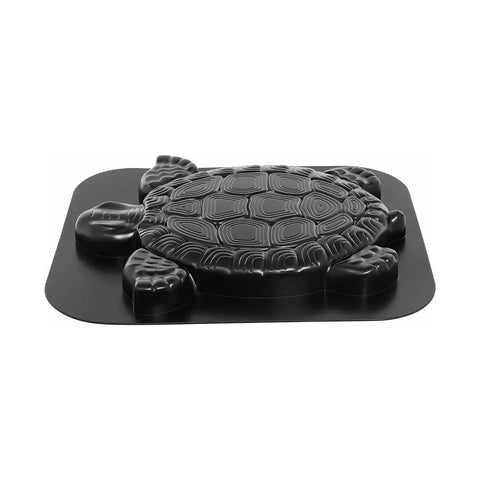 Reusable Turtle Shaped Concrete Stepping Stone Mold For DIY Garden Pathways And Walkways, black plastic, top view