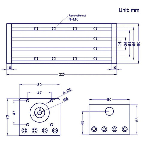 100mm Travel Double Linear Rail Guide SFU1605 Ballscrew And Nema 23 Stepper For CNC Router XY Z Linear Stage Actuator, 220mm drawing