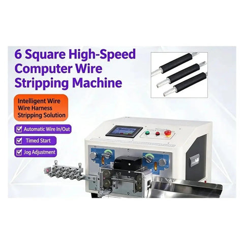 Premium Fully Automatic CNC Wire Stripper And Cutter For Electronic Core Cables High Precision Stripping Machine with control panel.
