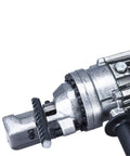 Close-up of Heavy Duty Hydraulic Rebar Cutter Portable Electric Shear showing all copper motor and cutting head.