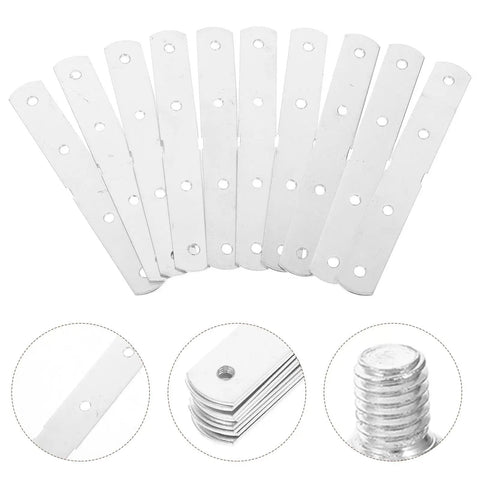 Built Tough Stainless Steel Corner Braces 10 Pack With Screws For Easy Install shown with flat straight metal brackets.