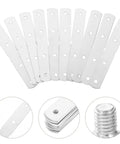 Heavy Duty Stainless Steel Corner Brackets With Holes DIY Ready Set Of 10 for wood and metal; close-up of brackets and screws.