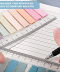 Sticky Book Tabs Set With Repositionable Book Markers, Writable Transparent Flags for School and Office, durable PET material