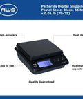Top Notch Digital Postal Shipping Scale For Boxes And Parcel Mailing 55 Lb Capacity with LCD screen in black finish.