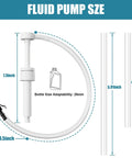Fluid pump for standard quart bottles with 28mm adapter; white plastic pump with clear tubing