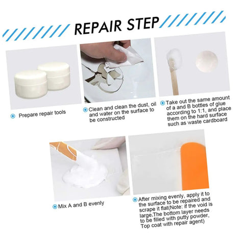 Tile Repair Adhesive Kit Two Pack 100g Quick Dry Ceramic Paste With Hardener For Porcelain And Ceramic Crack And Chip Fix steps