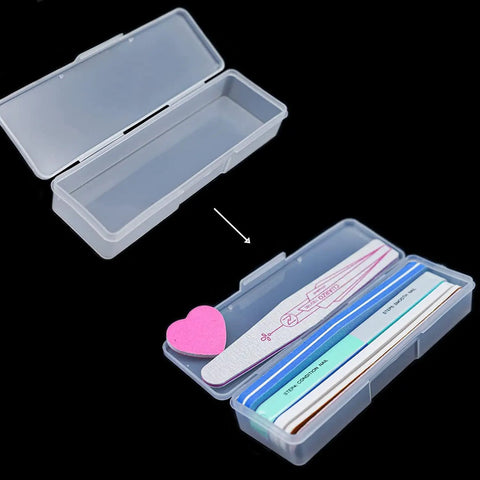 4 Piece Clear Plastic Nail Tool Box Set For Nail And Pedicure Supplies Neat Little Personal Storage Organizer Case with tools
