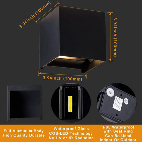 LED Aluminum Outdoor Wall Sconce Dope Cube Light for Patio and House Exterior 6W Waterproof 100 277V Warm White 3000K