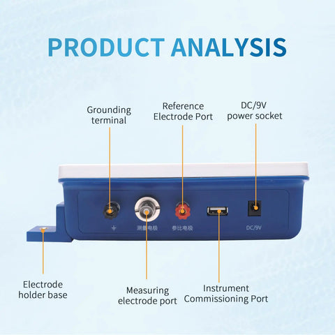 Back view of Pro Grade Lab Benchtop pH Meter Kit with 0.01 pH Accuracy showing electrode ports and power socket.