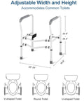 Heavy Duty Toilet Safety Rails For Seniors Standalone Grab Bars With Adjustable Height And Width Easy Install Supports Up To 350 Lbs