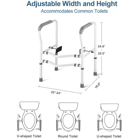 Heavy Duty Toilet Safety Rails For Seniors Standalone Grab Bars With Adjustable Height And Width Easy Install Supports Up To 350 Lbs