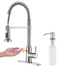 Touchless Kitchen Faucet With Motion Sensor Hands Free Operation Single Handle Pull Down Sprayer Brushed Nickel Finish