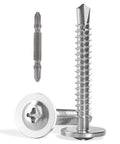 Beefy Heavy Duty Self Drilling Screws For Metal Gauge 8 One And A Quarter Inch 410 Stainless Steel Self Tapping Sheet Metal Screws With Modified Truss Head 140 Pack For Metal To Metal And Metal To Wood No Pilot Hole Needed