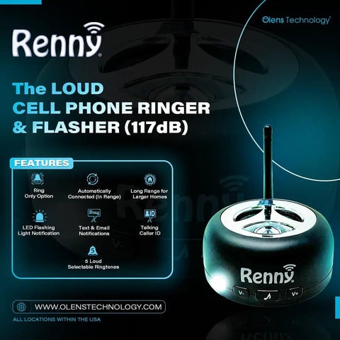 Loud Cell Phone Ringer Amplifier And Flash Alert For Hearing Impaired And Noisy Environments 117 dB Ringer device front view